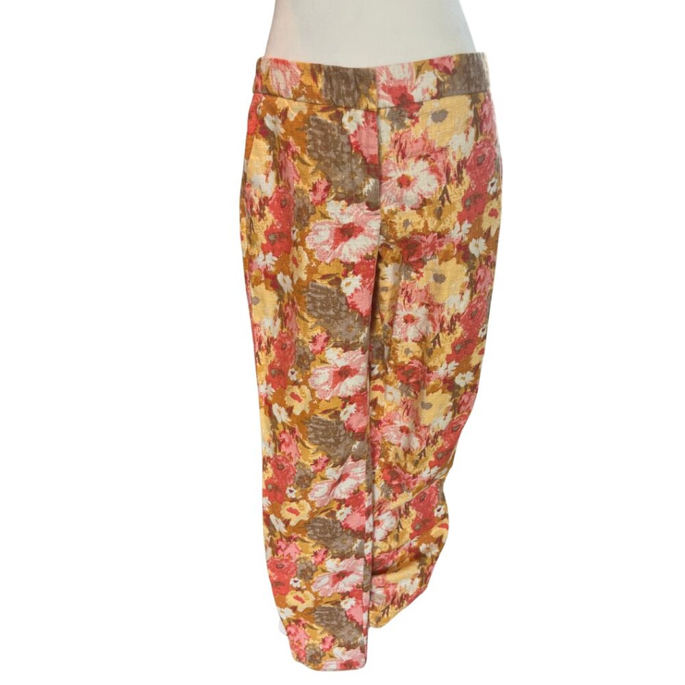 Talbots Signature Size 6 Floral Print Textured Cotton Pants